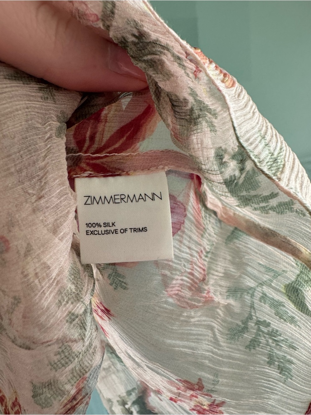 Zimmermann 100% Silk Pink and Green Floral Sheer Ruffle Blouse - Picture 4 of 4